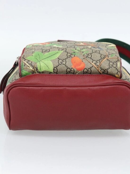 GUCCI GG Supreme Web Sherry Line Tian Backpack PVC Beige 427042 Auth main image 12